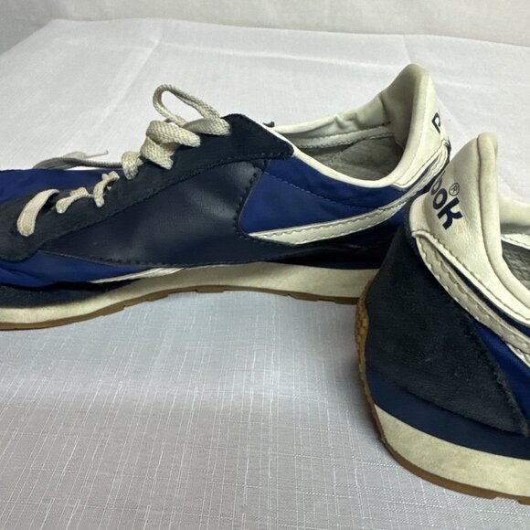 Vintage Reebok Classic Nylon Suede Blue Gum Sole Sneakers Mens 11.5 Collector - Picture 15 of 16